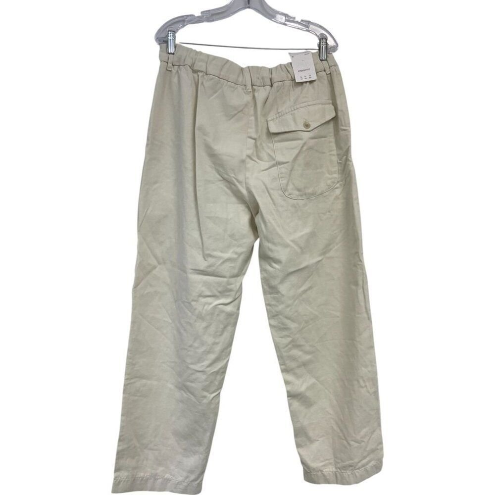 Zara Mens Pants XL Cream Ecru Relaxed Fit Pleated Cotton 8527/409 NWT - Picture 3 of 11